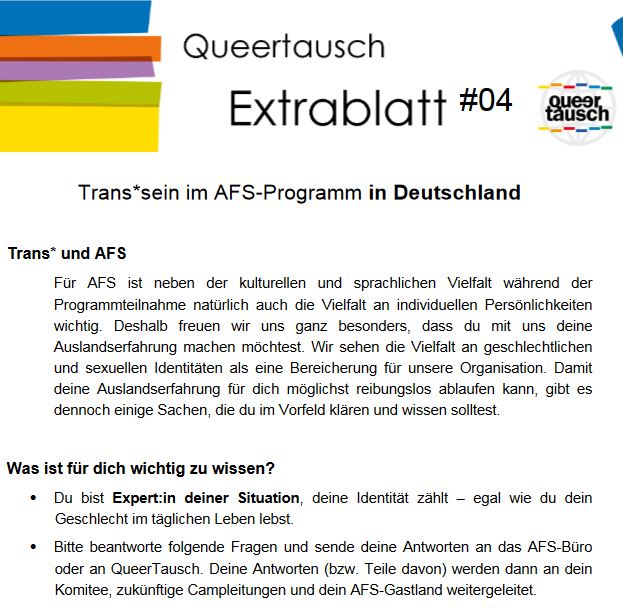 Extrablatt 4 - Trans*sein im AFS-Programm in Deutschland